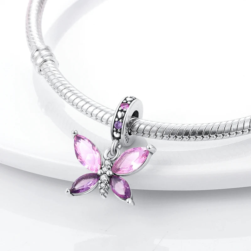 Funkelnder Schmetterlings-Charm aus 925 Sterlingsilber mit Zirkon – Elegant - Leicht