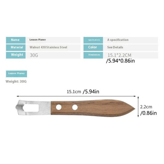 Langlebiger Zitronenschäler mit Holzgriff - rostfreier Edelstahlklinge – mühelos schälen