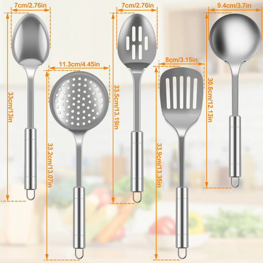 Kochutensilien-Set aus Edelstahl – langlebig und ergonomisch gestaltet