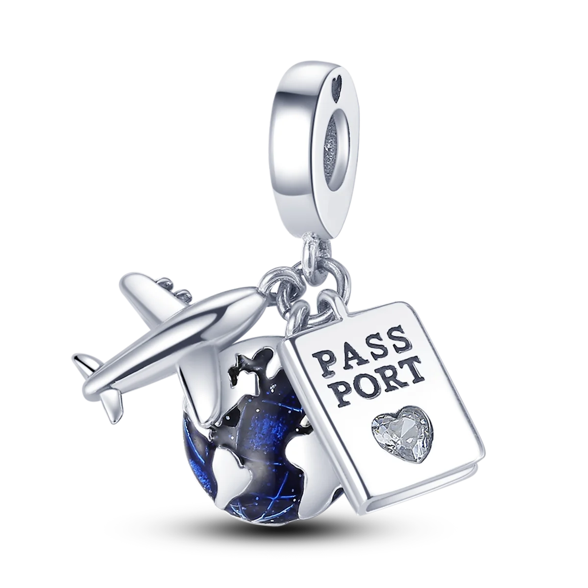Edler Charm-Anhänger aus 925er Silber mit funkelndem blauem Zirkon – perfekt für DIY-Schmuck