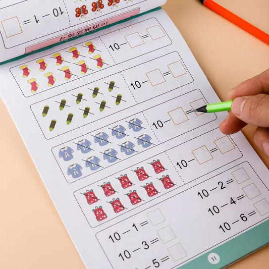 Handgeschriebenes Mathematik-Übungsbuch für Kinder 0–20 Addition Subtraktion