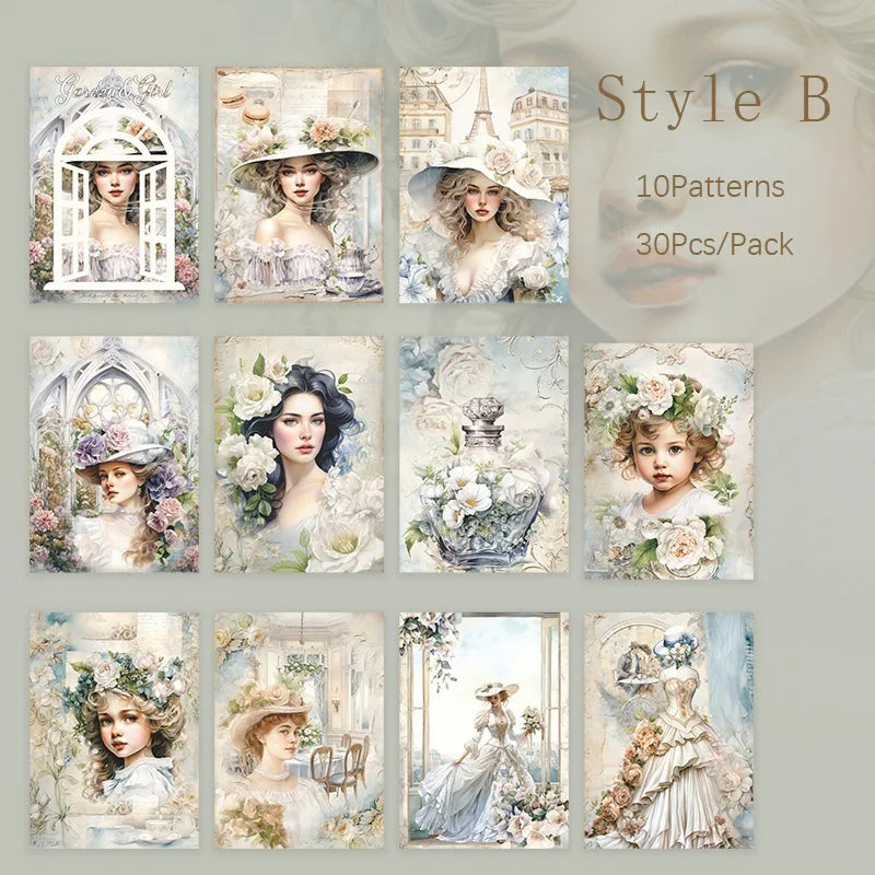 30-teiliges Scrapbooking Papier-Set mit 6 Designs für kreative DIY-Projekte