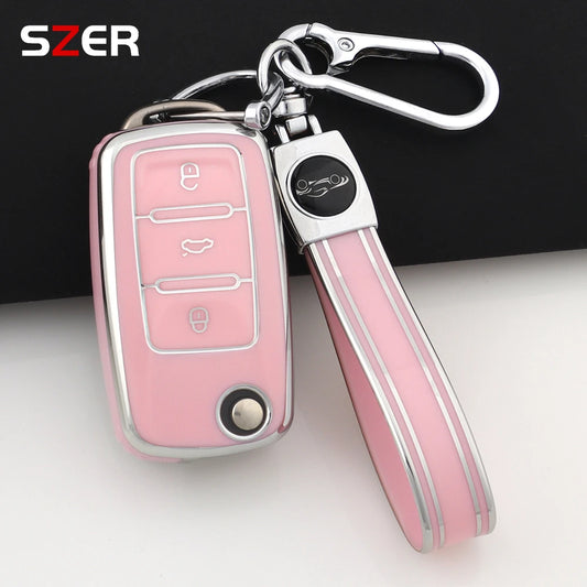 Rosa TPU-Autoschlüsselhülle für 2-3 Tasten Modelle kompatibel
