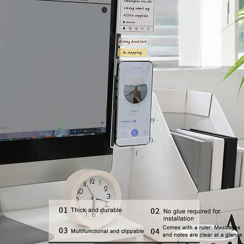 Transparente Monitor Memo Board – Seitenpanel für Notizen & Nachrichten (1/2 Stk.)