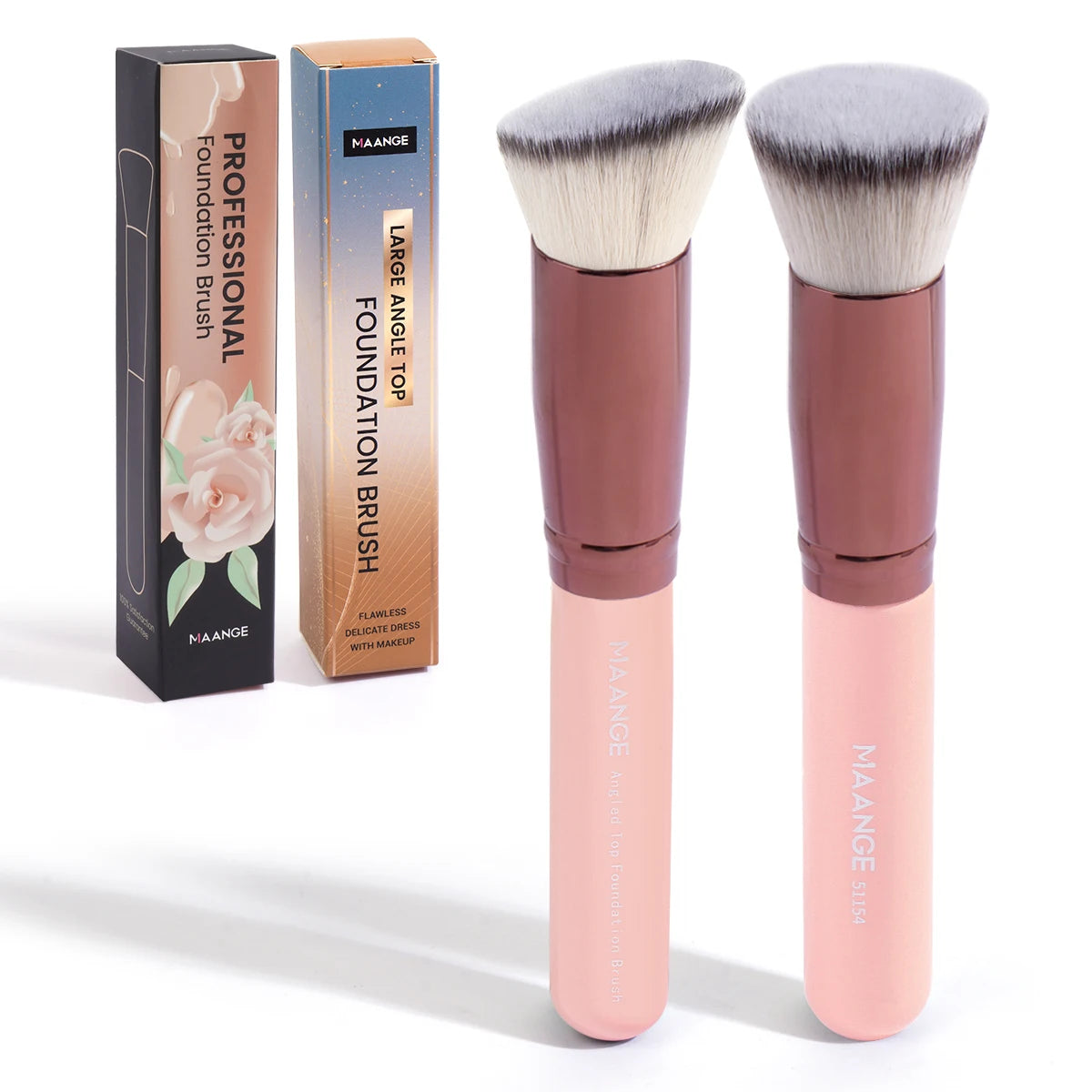 Makelloses Make-up: 2-teiliges Set mit weichen, synthetischen Pinseln für Foundation - Rouge