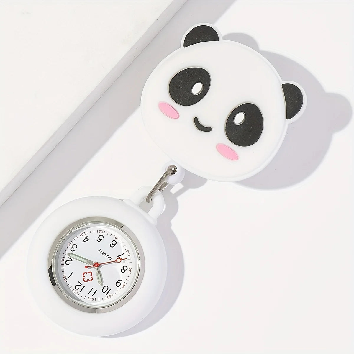 Niedliche Krankenschwester-Taschenuhr mit Panda - Weltzeit – dehnbares Band