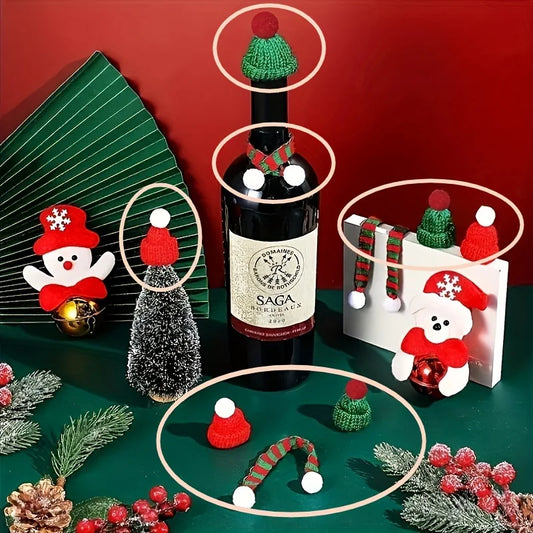 20-teiliges Set Mini-Weihnachtsmützen und Schals in Rot und Grün