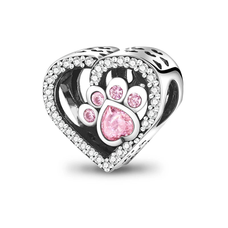 Romantische rosa 925 Silber Charms mit Zirkon – Herz - Parfüm Flasche Set