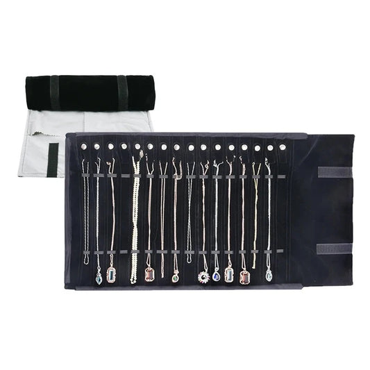 Tragbare Schmuckrolle aus Samt für Reisen und Aufbewahrung