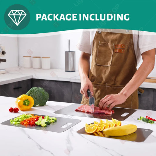 Doppelseitiges Edelstahl Schneidebrett für Obst Fleisch und Gemüse