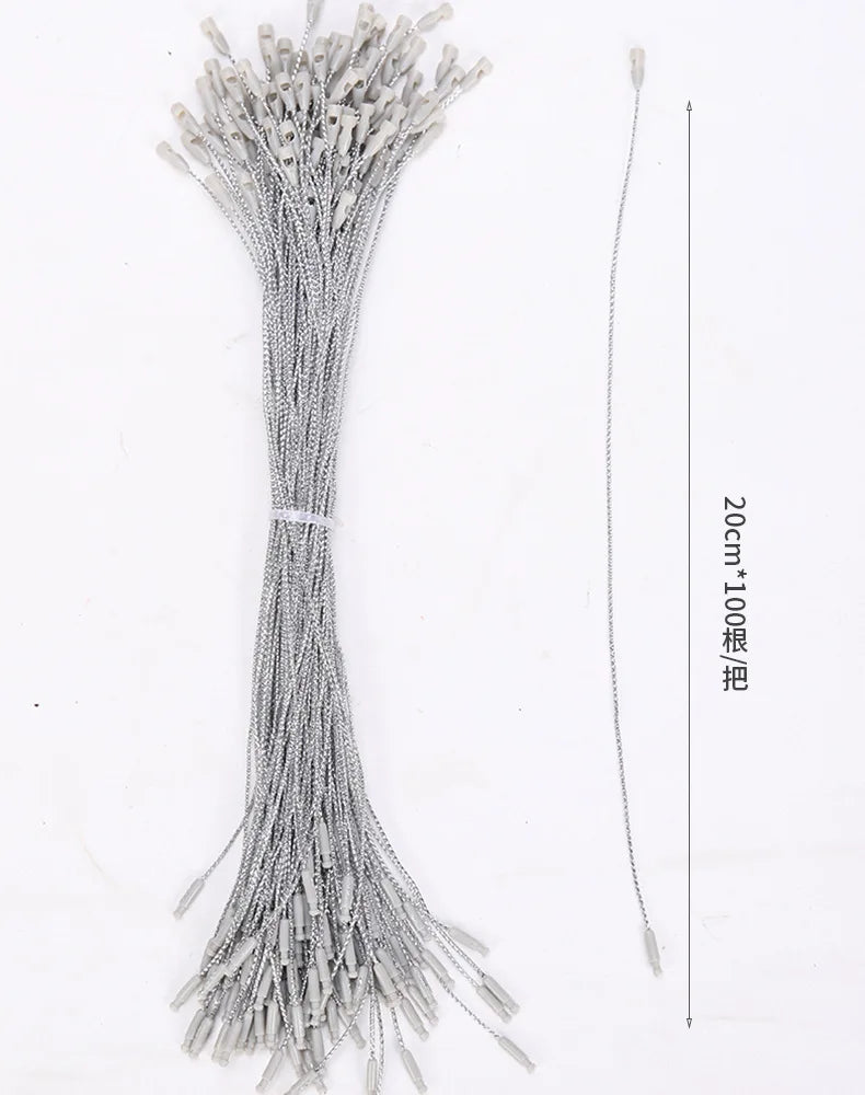 100 Stück 20 cm Aufhänge-Seile für Weihnachtsbaumkugeln mit Schnappverschluss