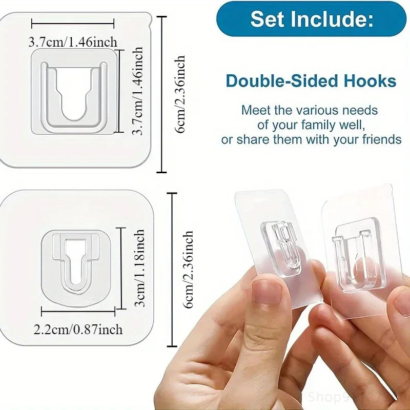 Transparente Klebehaken doppelseitig, vielseitig für Küche Bad Büro – 6x6cm