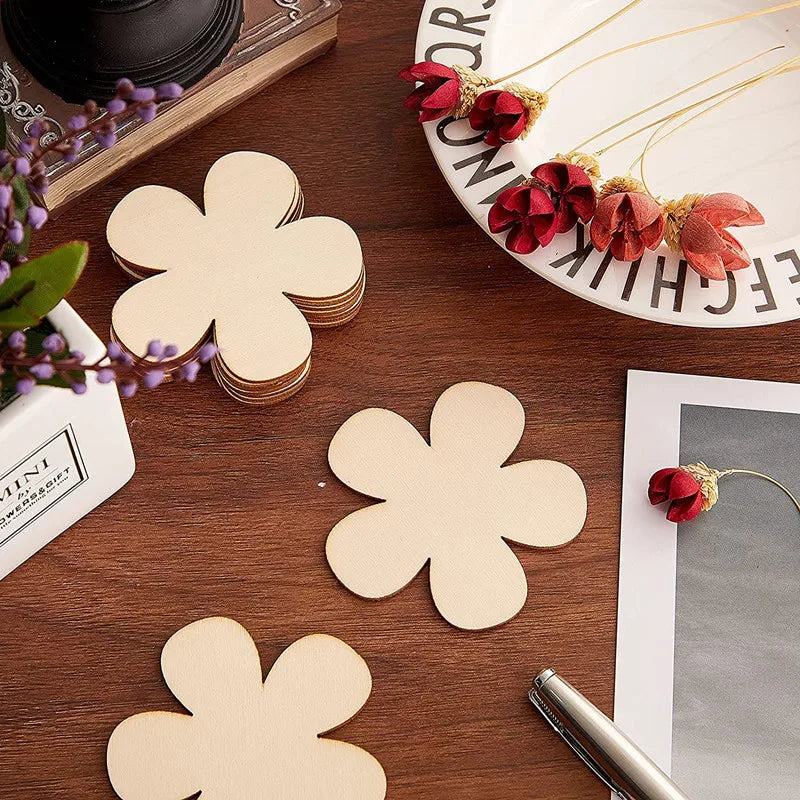 10 Holzscheiben DIY Set Schmetterling und Blume für kreative Dekoration