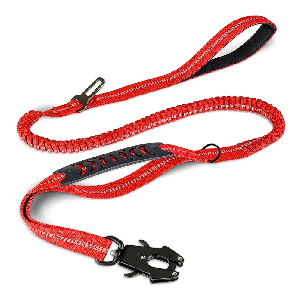 Stoßdämpfende Bungee-Hundeleine mit Sicherheitsgurt, reflektierend, 178 cm