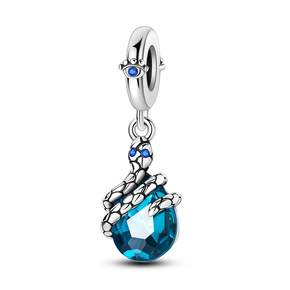 Edler Charm-Anhänger aus 925er Silber mit funkelndem blauem Zirkon – perfekt für DIY-Schmuck