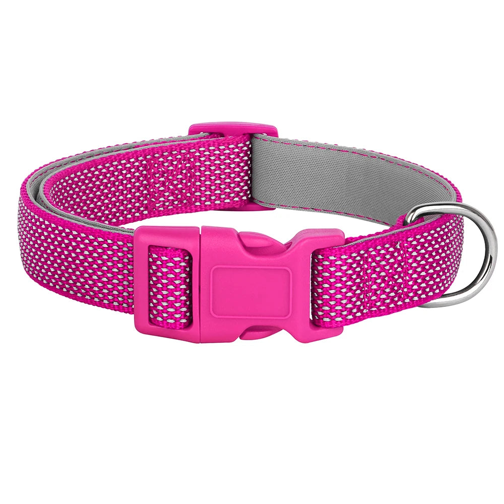 Reflektierendes Hundehalsband aus atmungsaktivem Nylon in 6 Farben, verstellbar