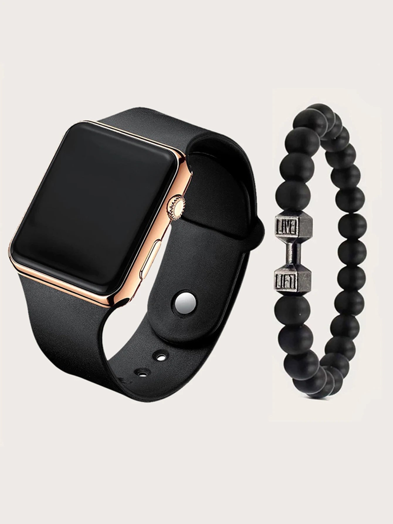 Rechteckige digitale Sportuhr mit Silikonarmband für Herren und Alltag
