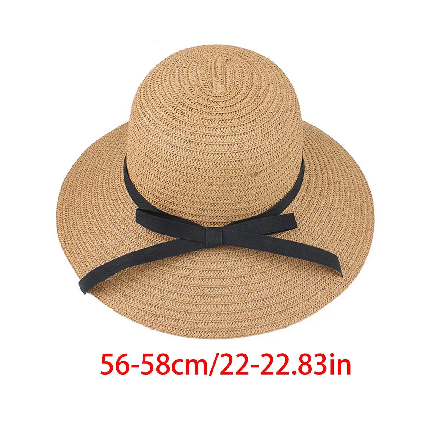 Faltbarer Sommer Strohhut mit großer Krempe – Leicht - UV-Schutz 56–58cm