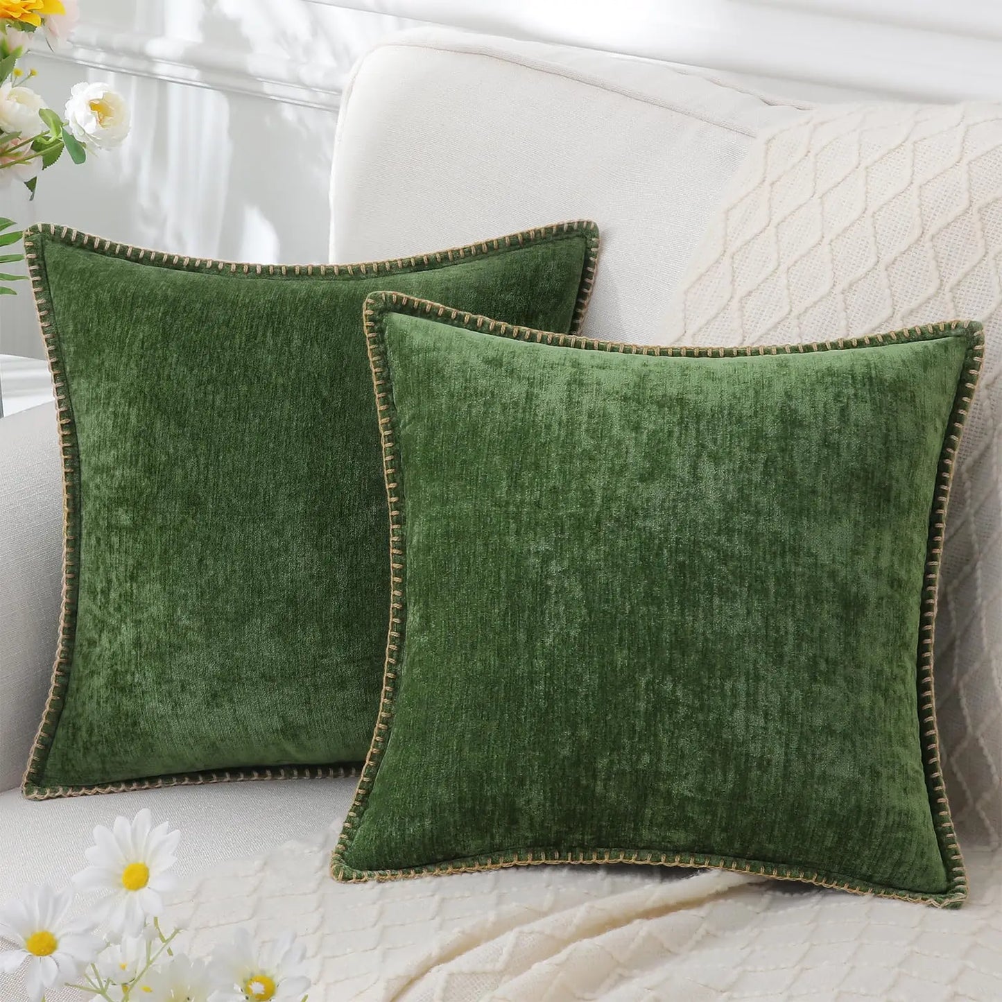 Weiche Chenille-Kissenbezüge 45,7 x 45,7 cm im 2er-Set für komfortable Dekoration