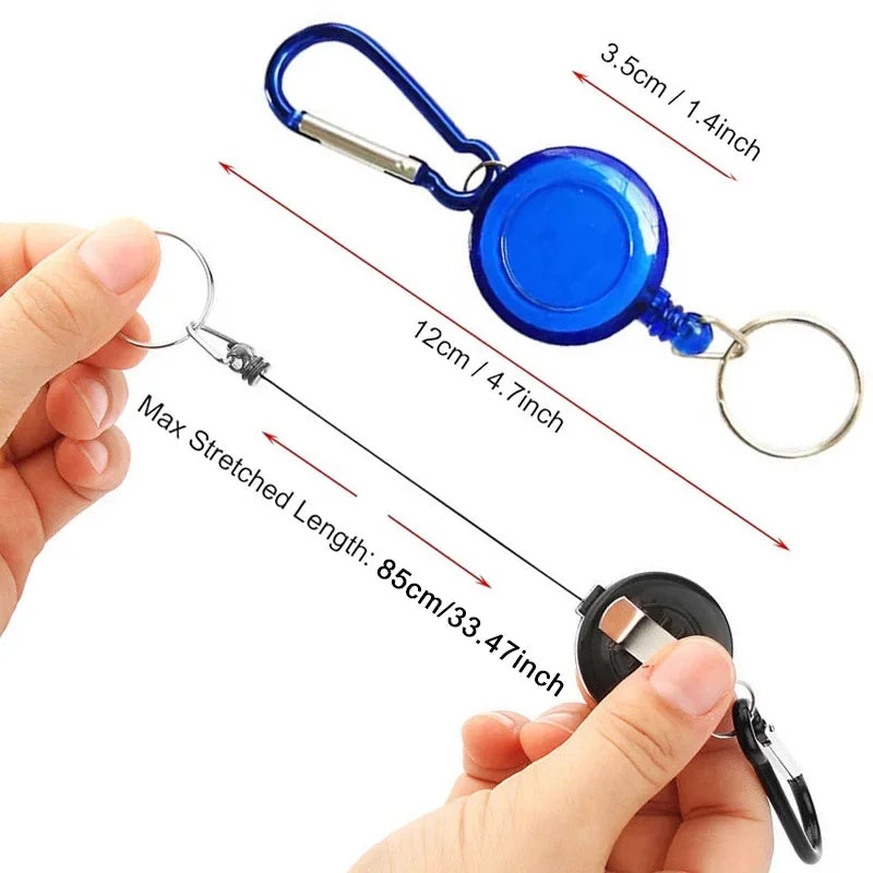 Einziehbarer Schlüsselanhänger Stahlschnur Zugrolle Ausweishalter Karabiner