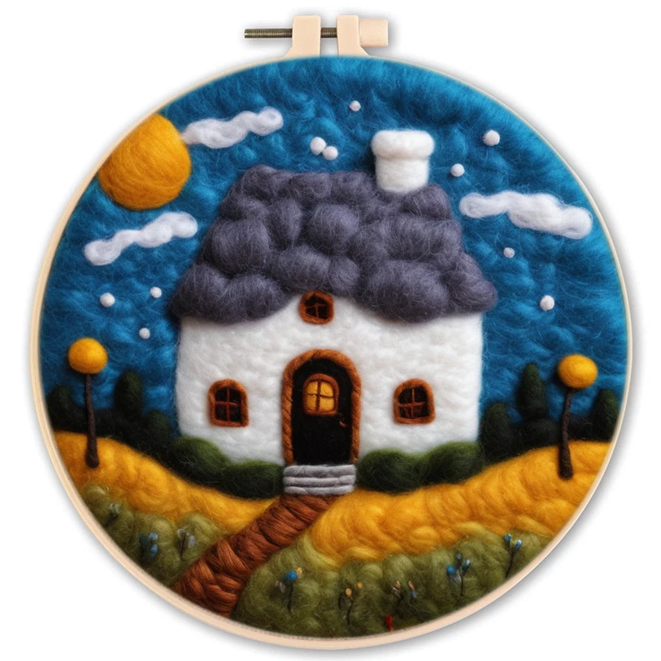Kreatives Nadel Filz Kit für Anfänger mit Wolle, Nadeln - Filzleinwand 20x20cm