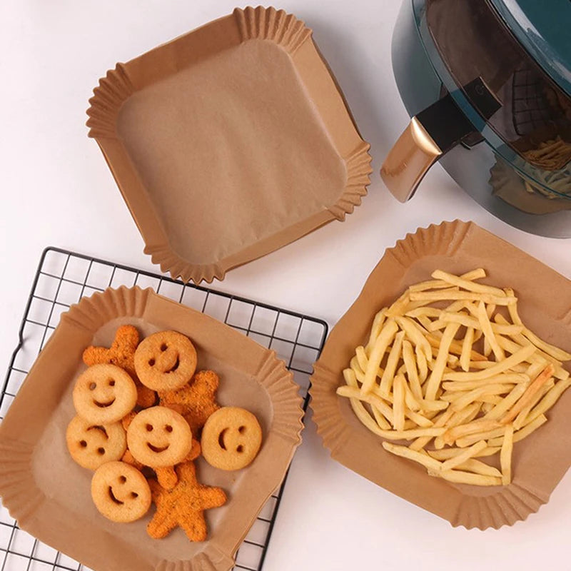 Einweg Backpapier für Airfryer - Lebensmittelgeeignetes Pergamentpapier 25-50 Stück