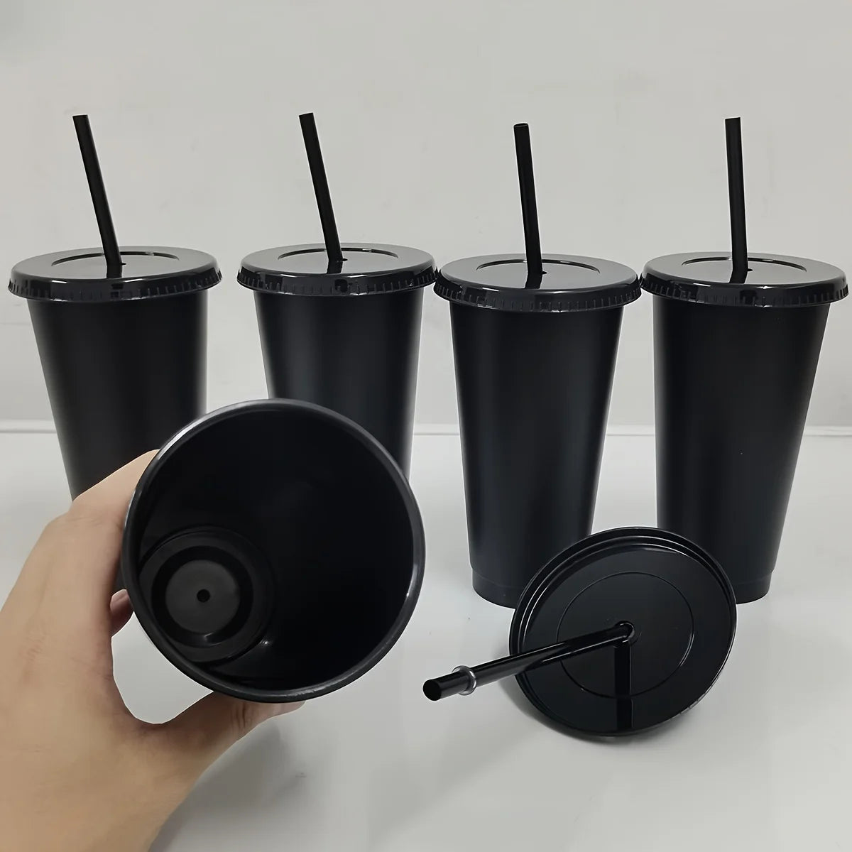 5er-Set 24oz BPA-freie Trinkbecher mit Deckel - Strohhalm – perfekt für Sommer