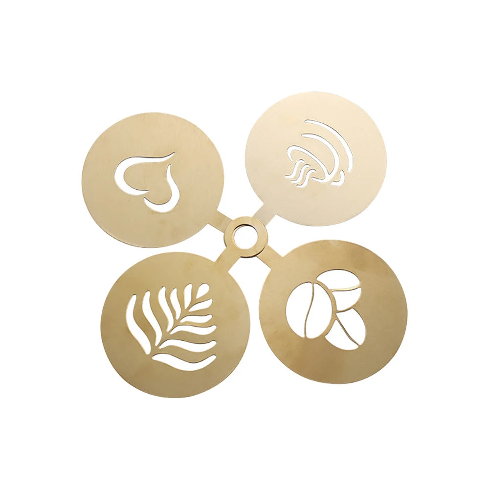 Kreative Kaffee-Kunst: 4-teiliges Edelstahl-Schablonen-Set in Silber, Gold, Schwarz