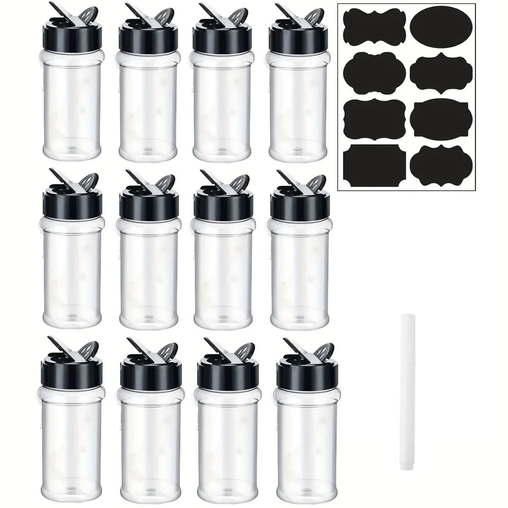 100ml Kunststoff Gewürzbehälter mit Streuer - Etiketten für Gewürze