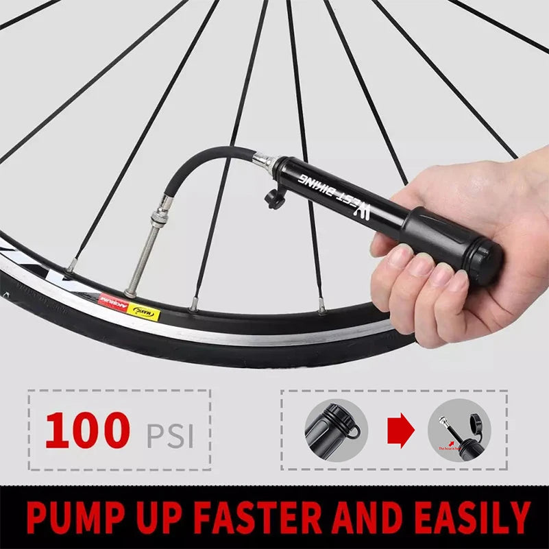 Tragbare Mini Fahrradpumpe Aluminium 100Psi für Schrader Presta Ventile