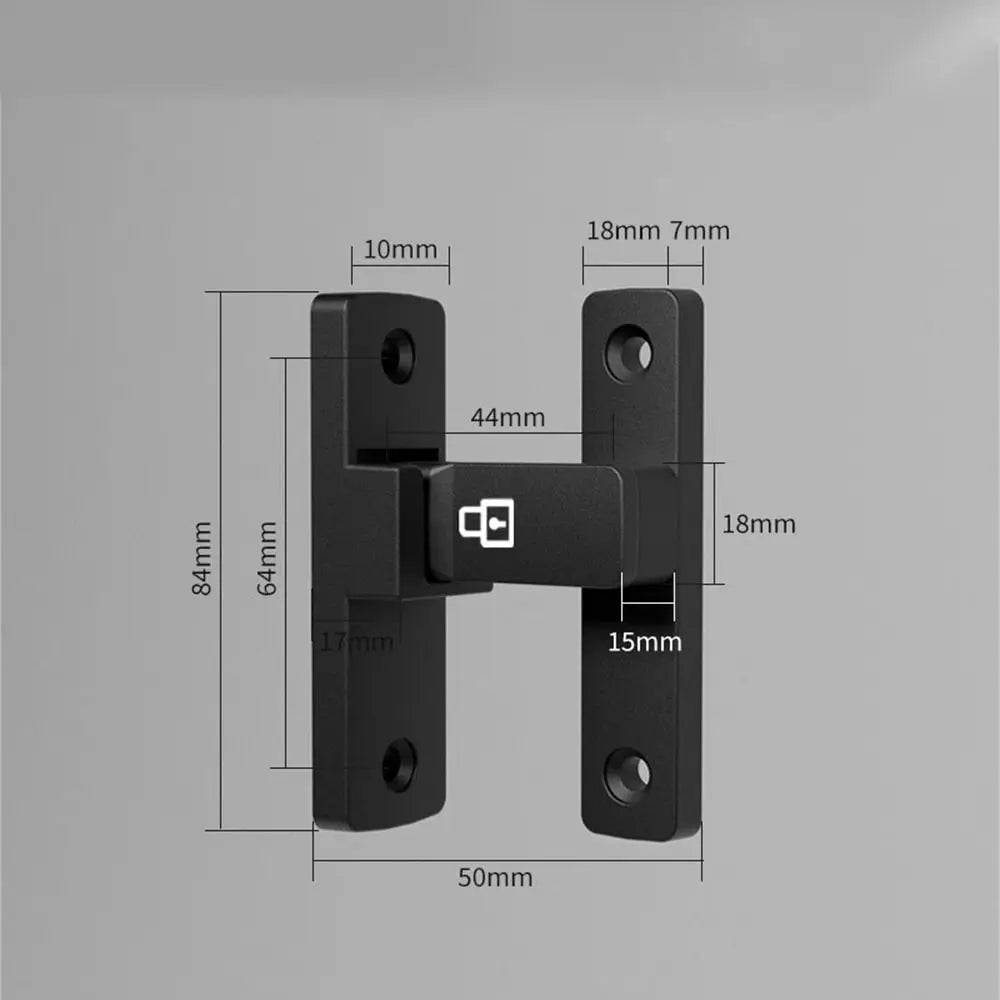Lichtaktiver Tür-Riegel 90°/180° aus Zinklegierung, robust in Grau/Schwarz