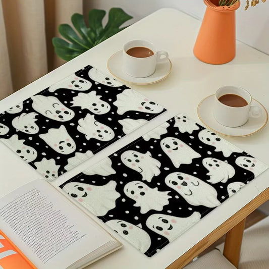 Halloween Tischsets mit niedlichem Geistermotiv wasserdicht hitzebeständig