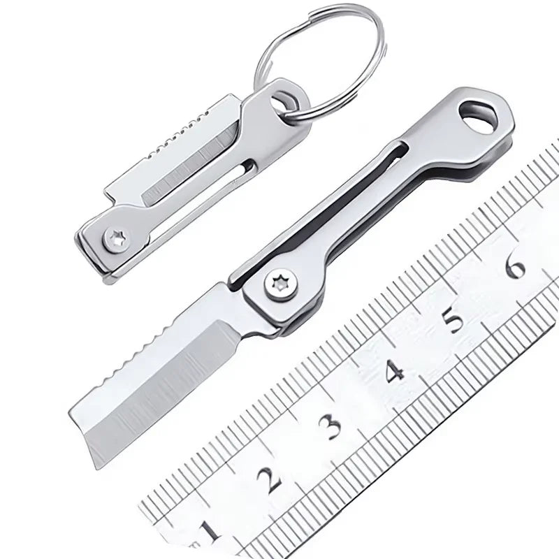 Mini Edelstahl Klappmesser mit Schlüsselbund für Outdoor Camping Wandern