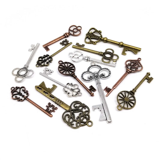 9-teiliges Set Vintage Metall Schlüssel Charms für Schmuck DIY