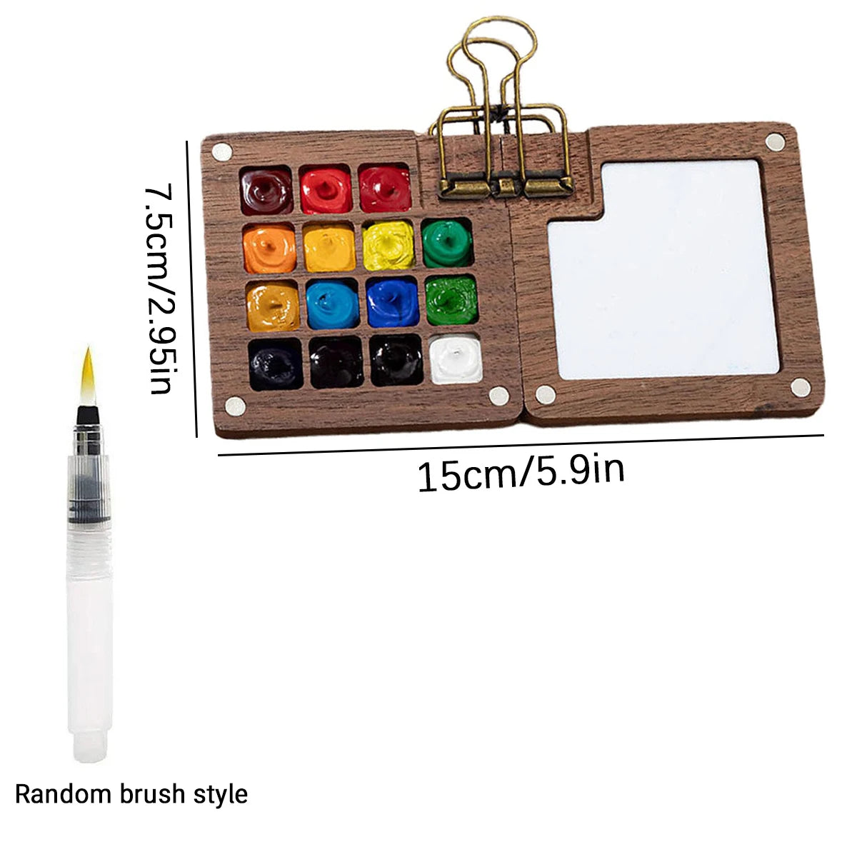 8-15 Gitter Mini Aquarellpaletten Set aus Holz mit Clips und Pinseln