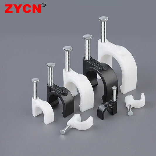 100 Kunststoff runde Kabelclips 4-10 mm für Kabelmanagement - Befestigung