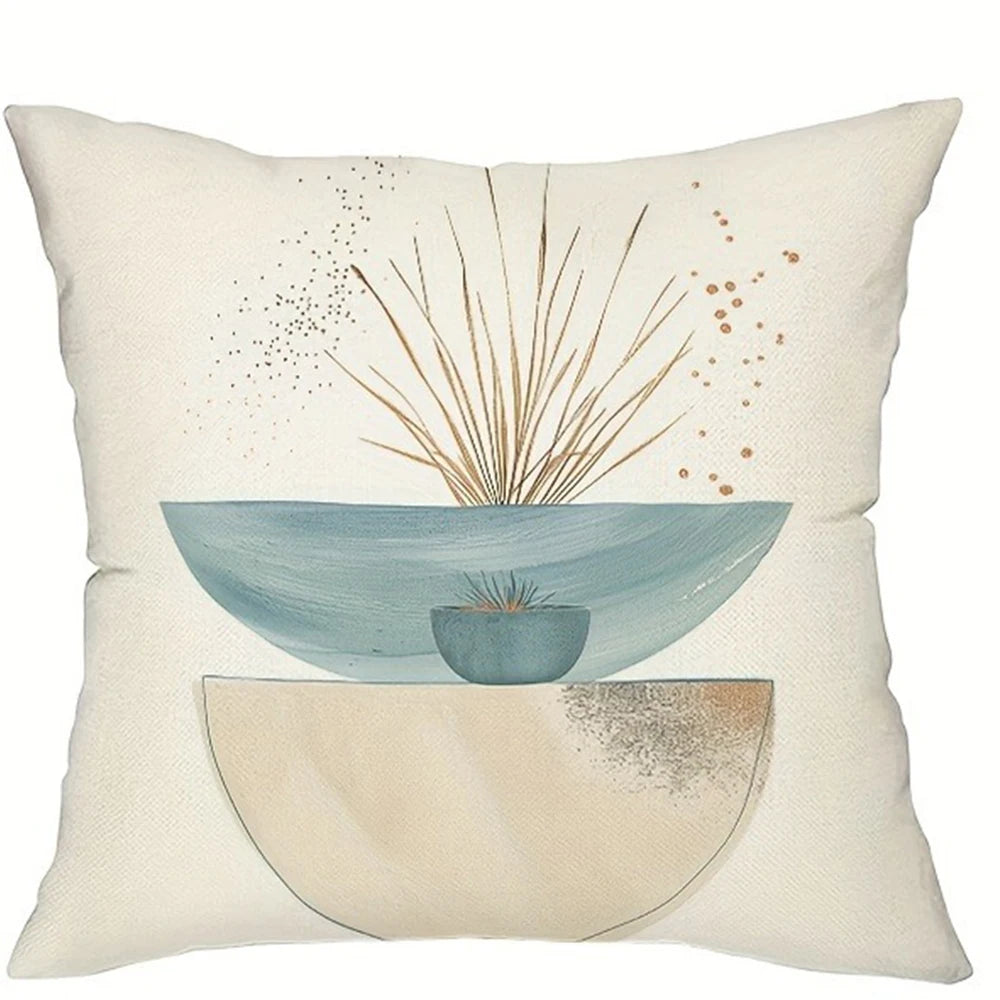 Boho Kissenbezug mit geometrischem Blattmuster für Wohnzimmer