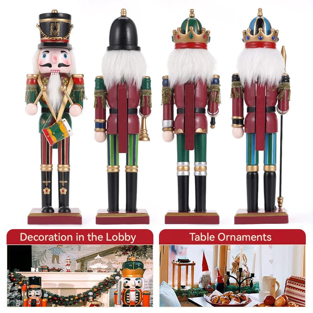 30CM Holz Nussknacker Soldat Puppe Vintage Weihnachten Dekoration