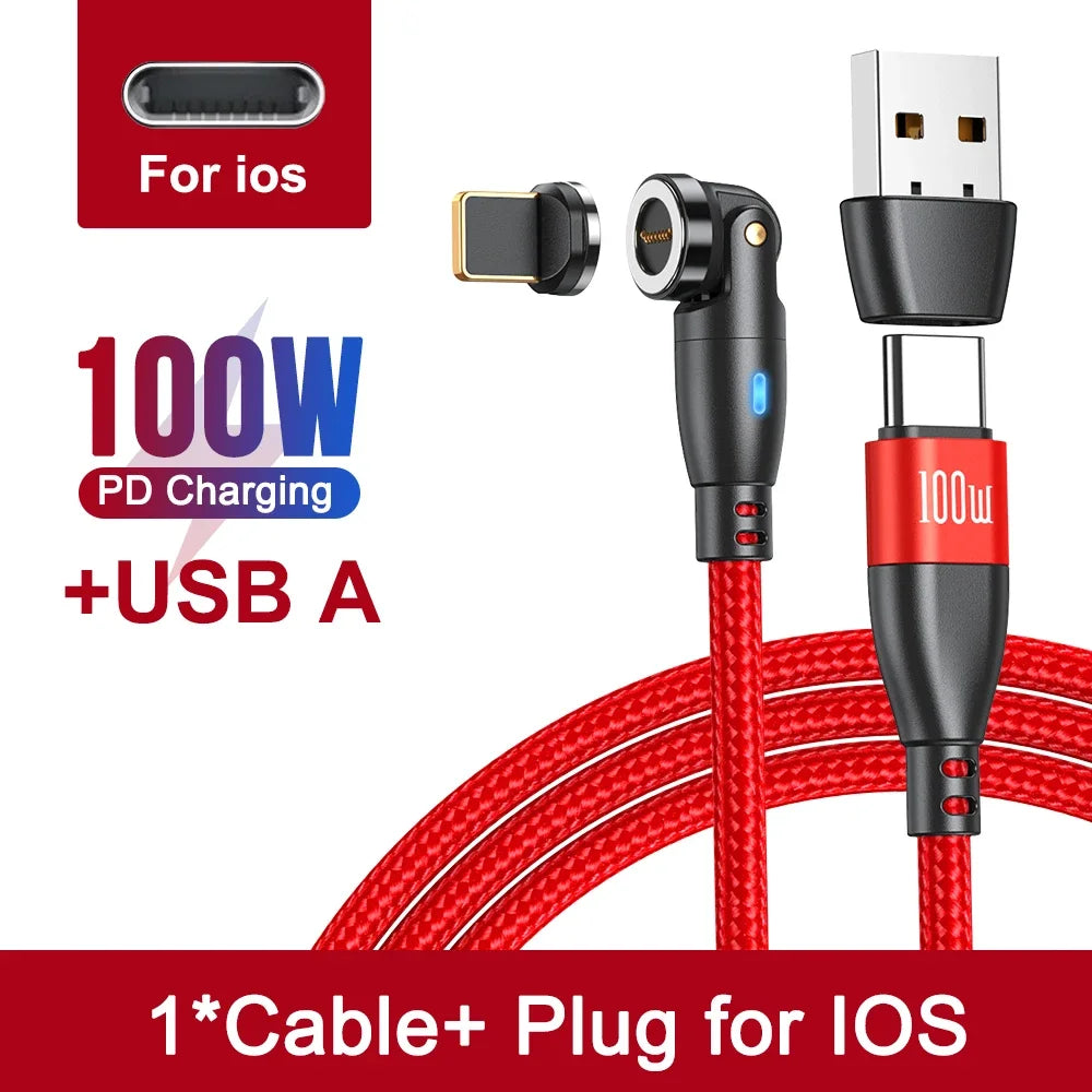 Magnetisches USB C Ladekabel 100W PD 5A – 540° Drehbar – Schnellladung - Daten