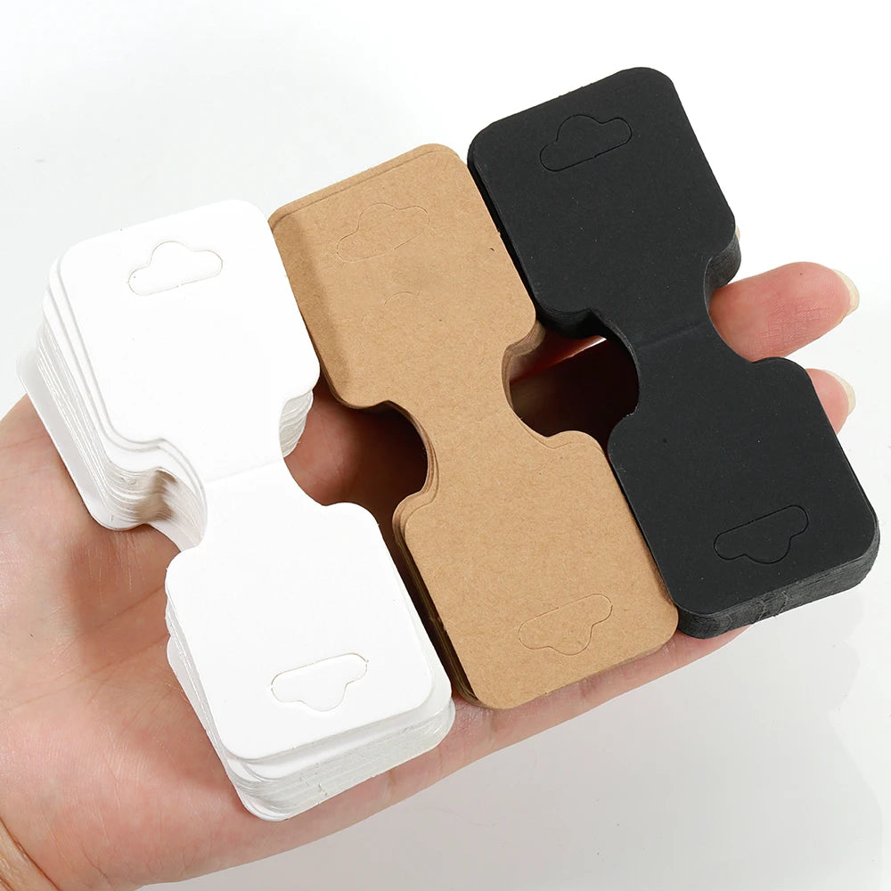 50 Kraftpapier-Karten 3,5x9 cm faltbar Schmuckverpackungset