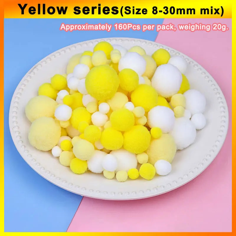 160 bunte Bastel-Pompons 8-30 mm – weicher DIY-Mix für kreative Projekte