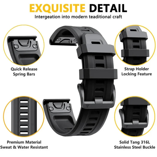 Schnellverschluss Silikon Uhrenarmband 22mm - 26mm für Sportuhren