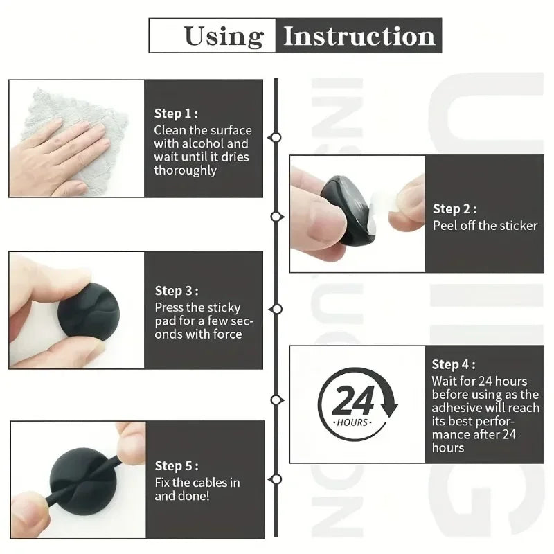 Silikon Kabelhalter rund 1cm | Mini Organizer für Desktop Kabelmanagement