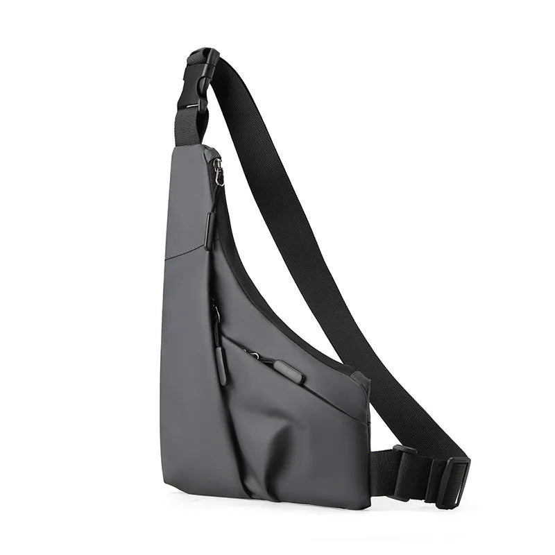 Sicher - Leicht: Anti-Diebstahl Brusttasche Herren aus wasserdichtem Nylon, Schwarz/Grau
