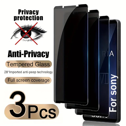 3er-Set Anti-Spy Gehärtete Displayschutzfolie Vollschutz für Xperia