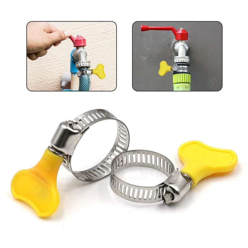 5 Stück verstellbare Schlauchschellen 8-44 mm mit gelbem Griff, rostfrei Edelstahl