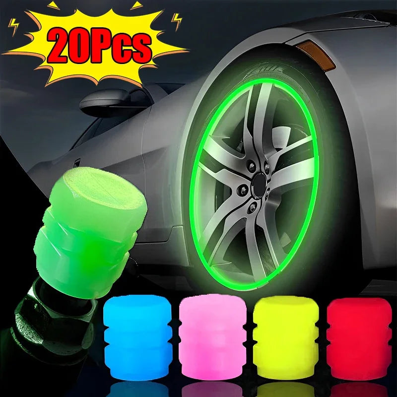 Fluoreszierende Ventilkappen Universal für Auto, Motorrad - Fahrrad Reifen