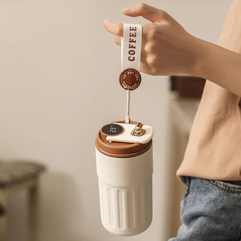 Smart Thermosflasche 450 ml Edelstahl 316 mit Temperaturanzeige - Sturzschutz