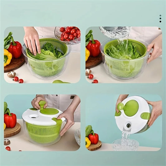 Multifunktionaler Salatmischer mit Drehknopf, rutschfester Basis - Kunststoff-Sieb