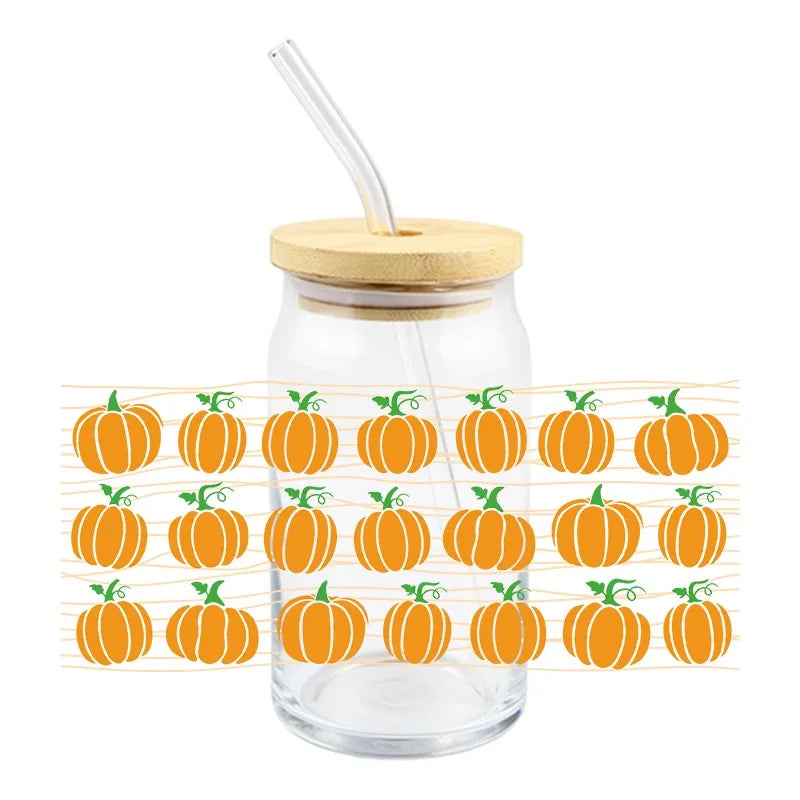 3D UV DTF Transfer Sticker Kürbis Motiv für 16oz - 24oz Becher